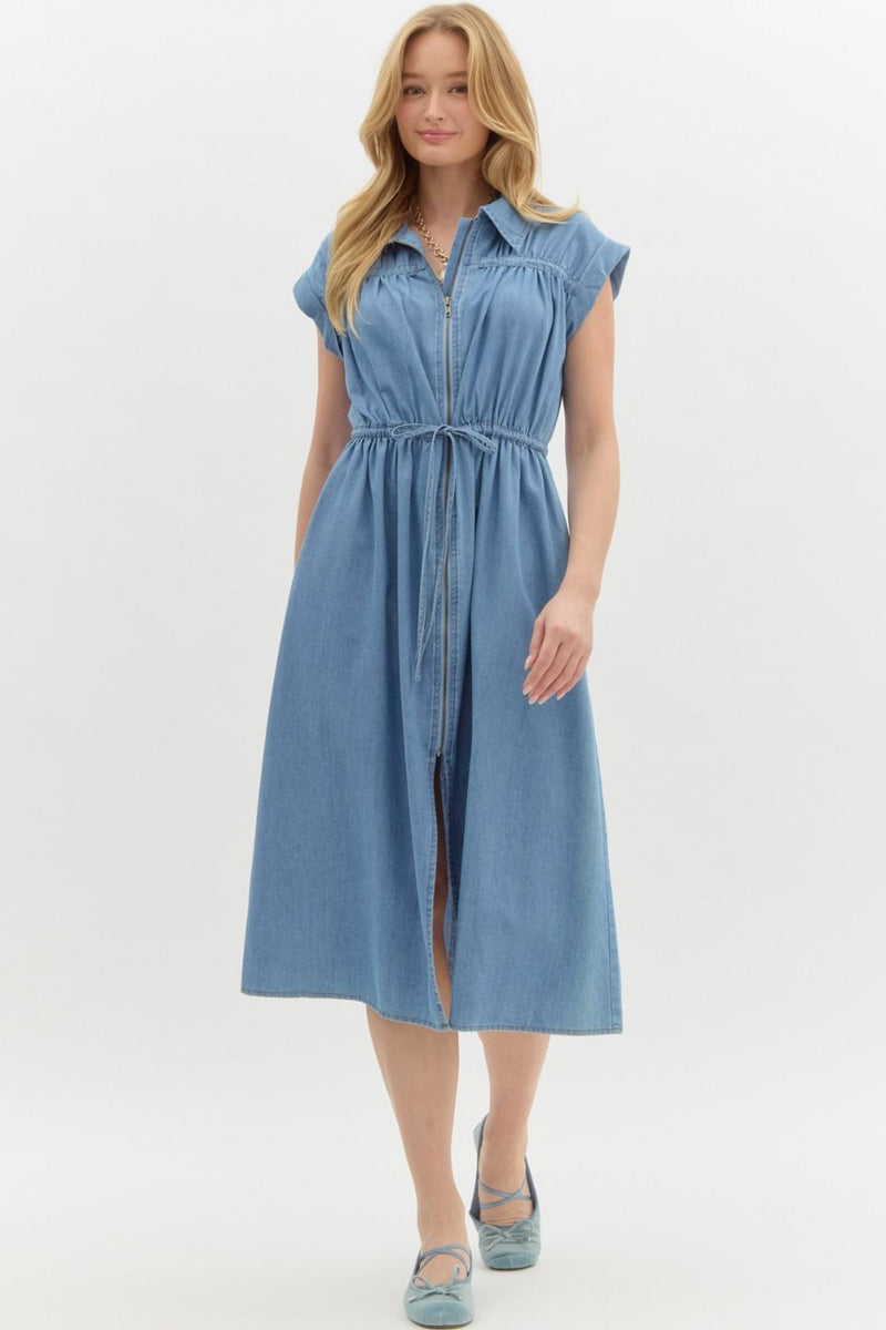 Denim Cap Sleeve Dress Medium